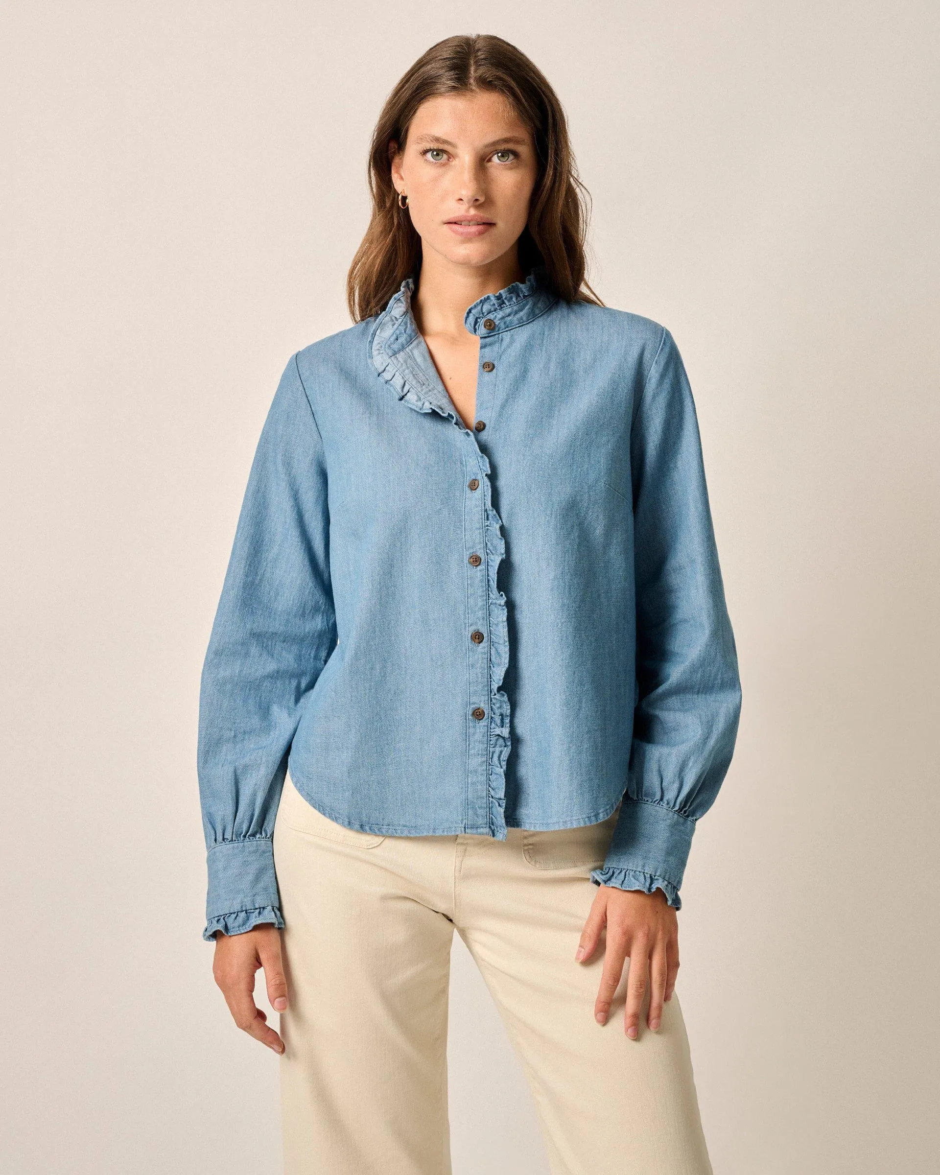 Layla Ruffled Chambray Blouse