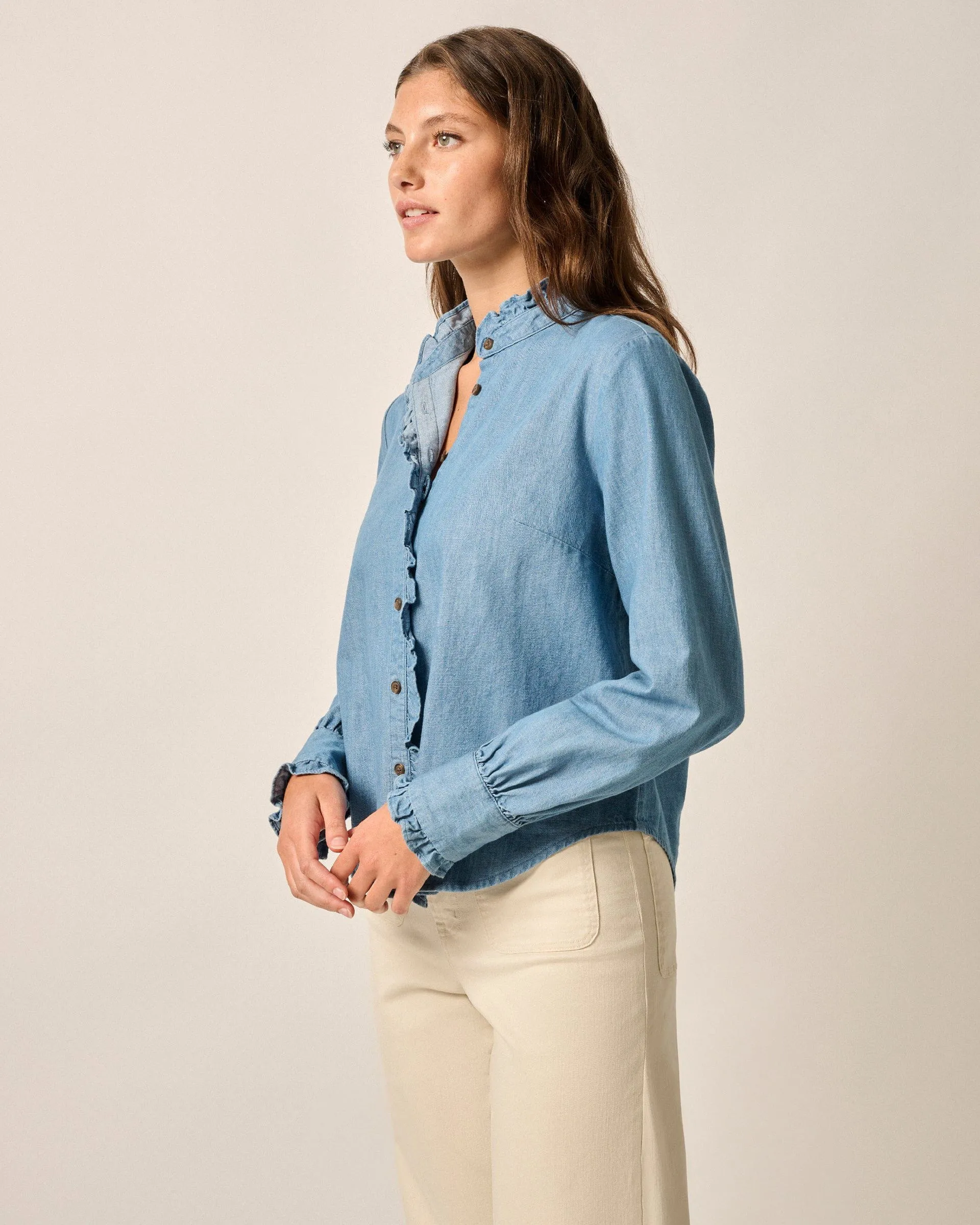 Layla Ruffled Chambray Blouse