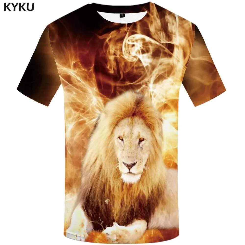 Lion T shirt Men Galaxy Space T-shirt 3d Art Tshirt Anime Animal T shirts Funny Tshirts Print Mens Fashion Casual Unisex