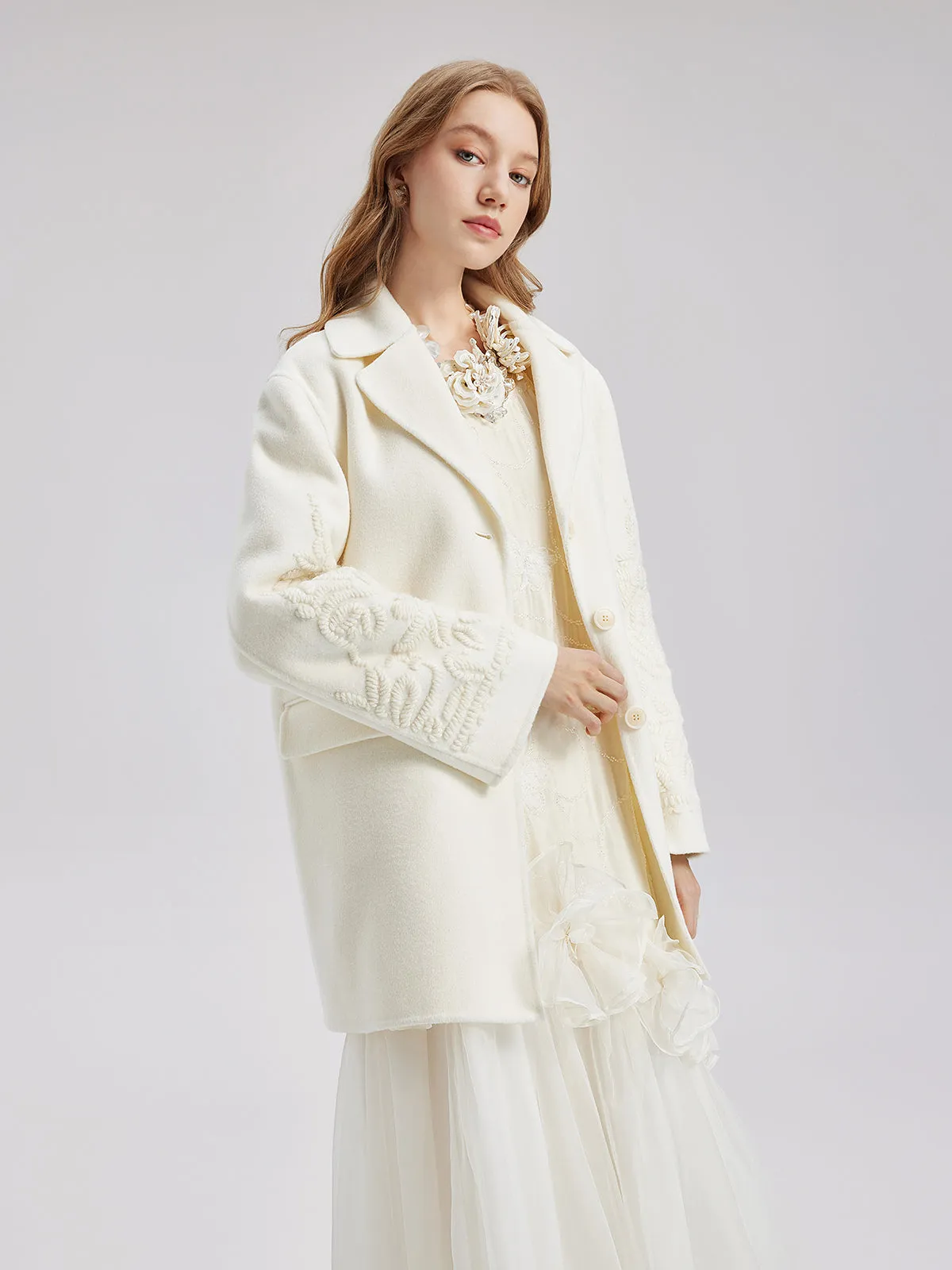 Luxury Wool Embroidered Coat