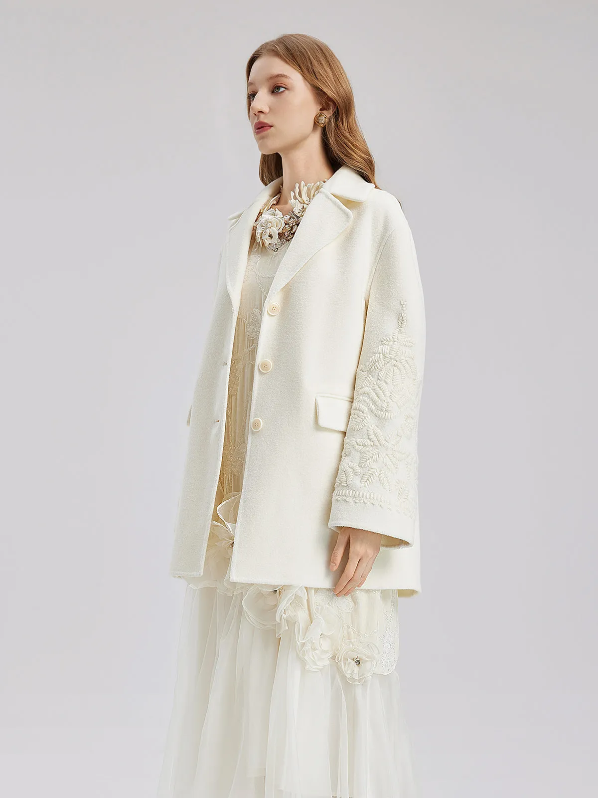 Luxury Wool Embroidered Coat