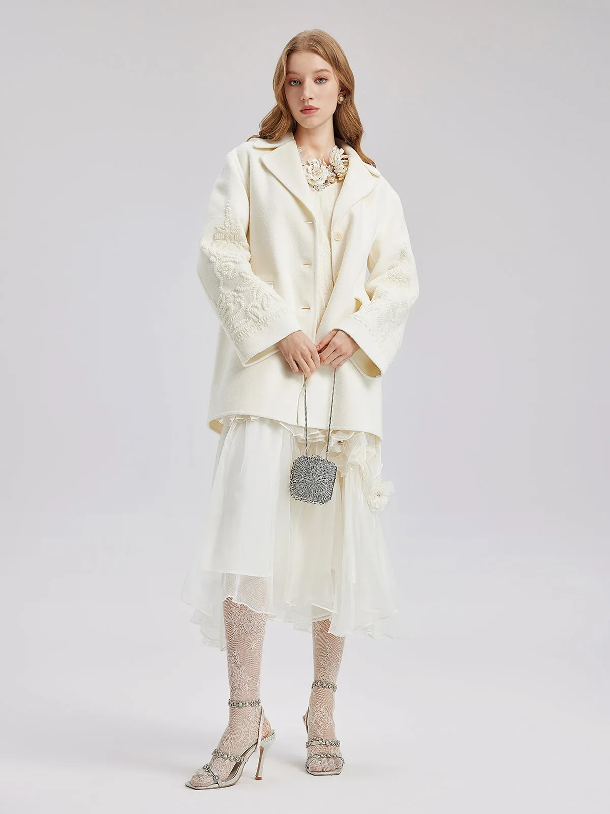 Luxury Wool Embroidered Coat