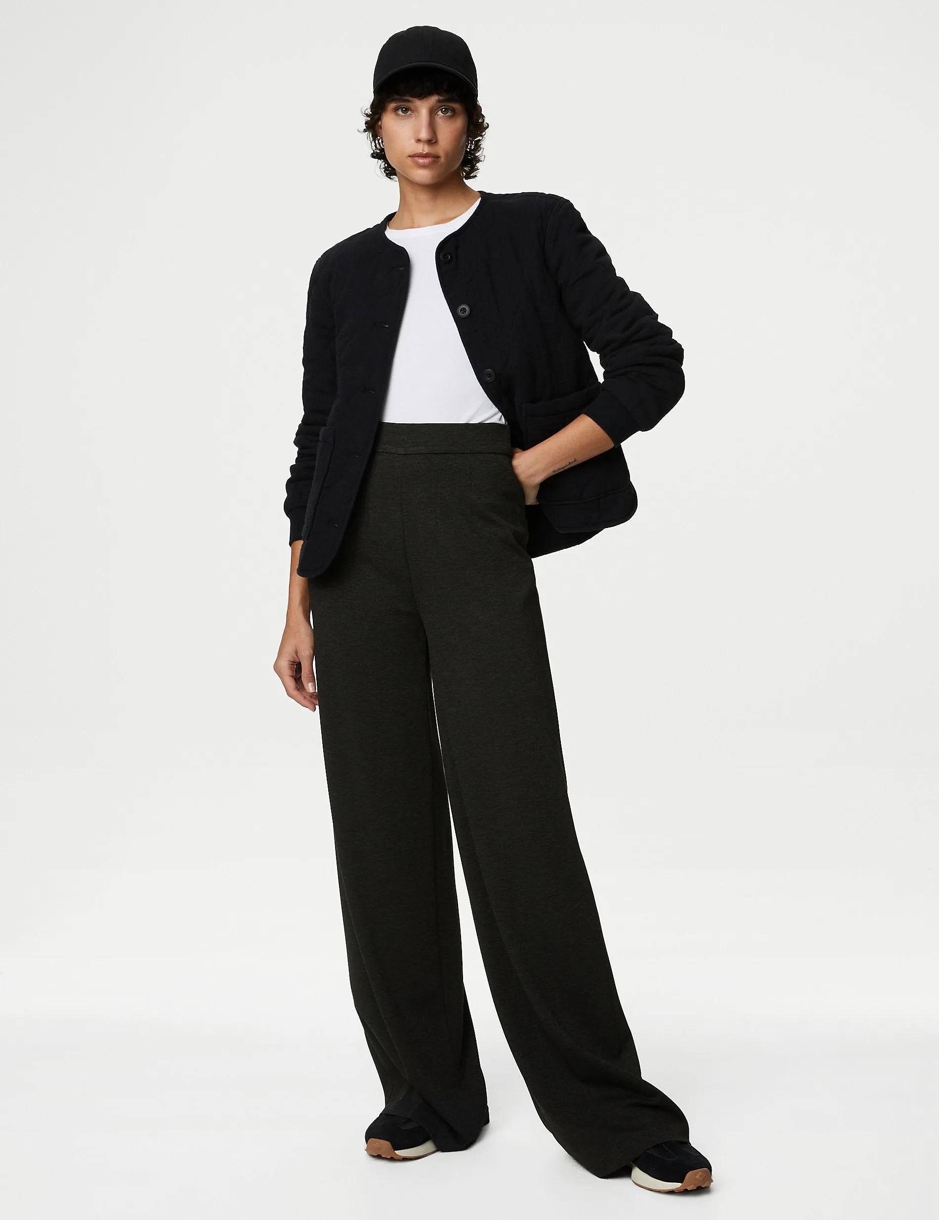 Marks & Spencer stretch jersey wide leg trousers