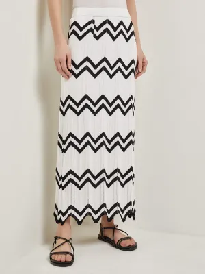 Maxi Pencil Skirt - Contrast Chevron Pointelle Soft Knit