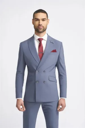 Men's Blazer Grey Double Breasted Tailored Fit Suit Jacket