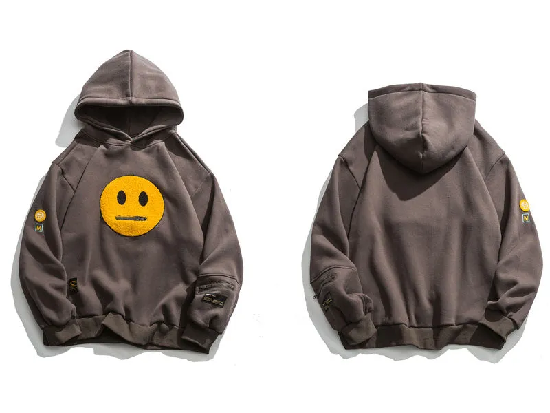 Men's Pullover Hooded Sweatshirt Smiley Face with Ziper