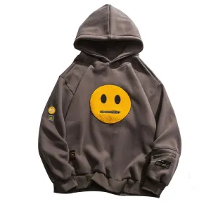 Men's Pullover Hooded Sweatshirt Smiley Face with Ziper