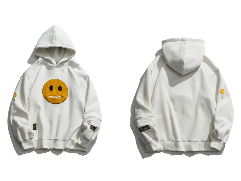 Men's Pullover Hooded Sweatshirt Smiley Face with Ziper