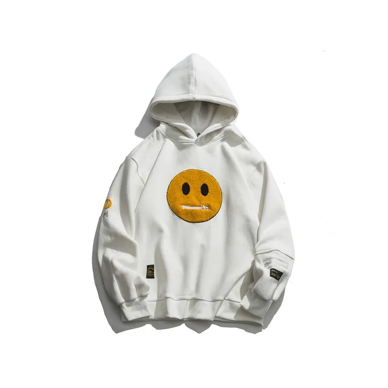 Men's Pullover Hooded Sweatshirt Smiley Face with Ziper