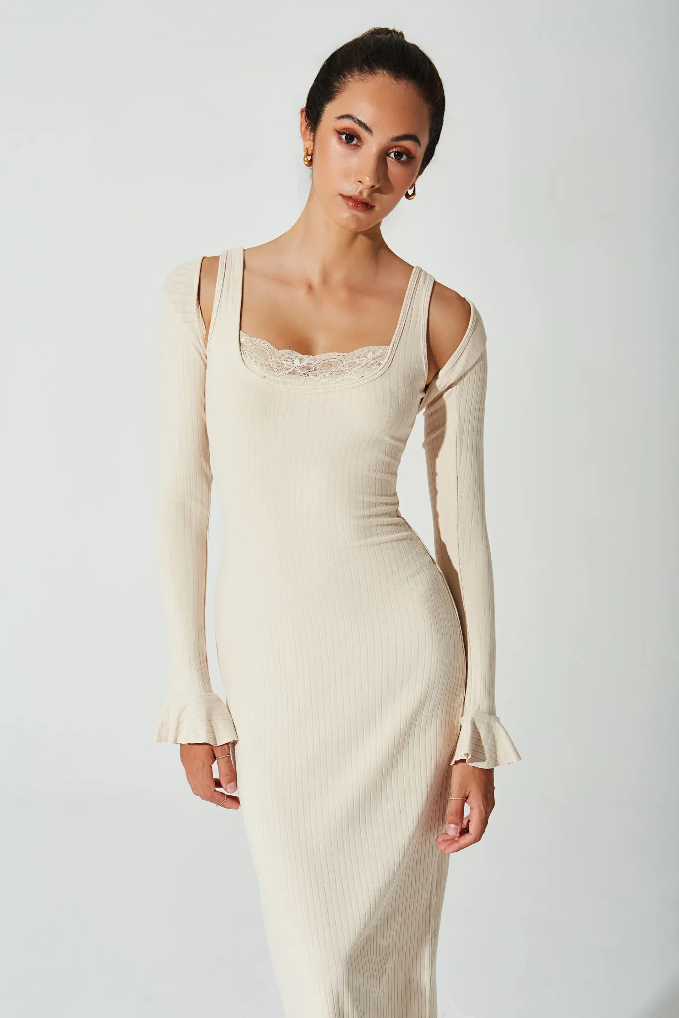 Mina Ribbed Dress - Cream