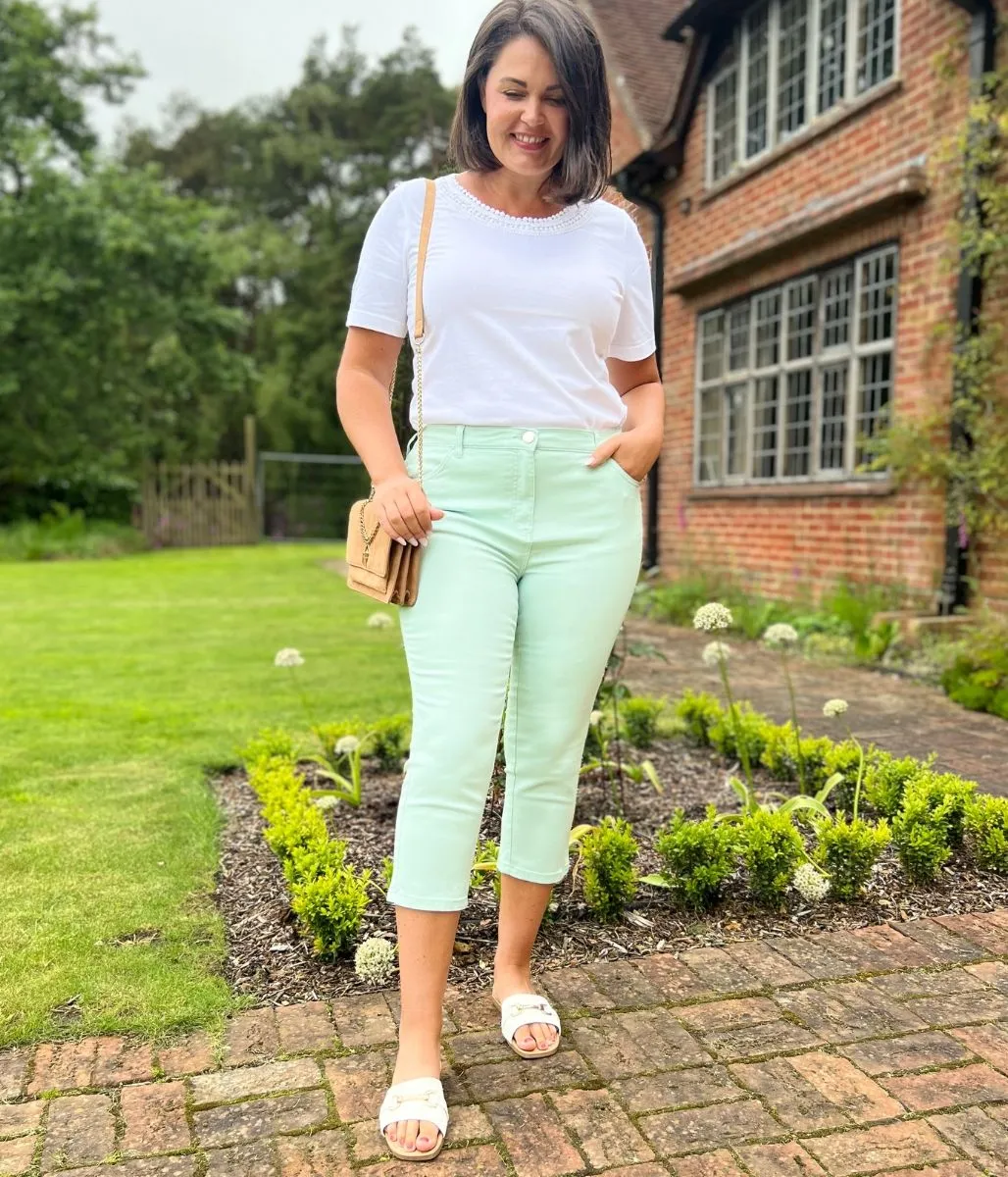 Mint Green Sara Crop Jeans