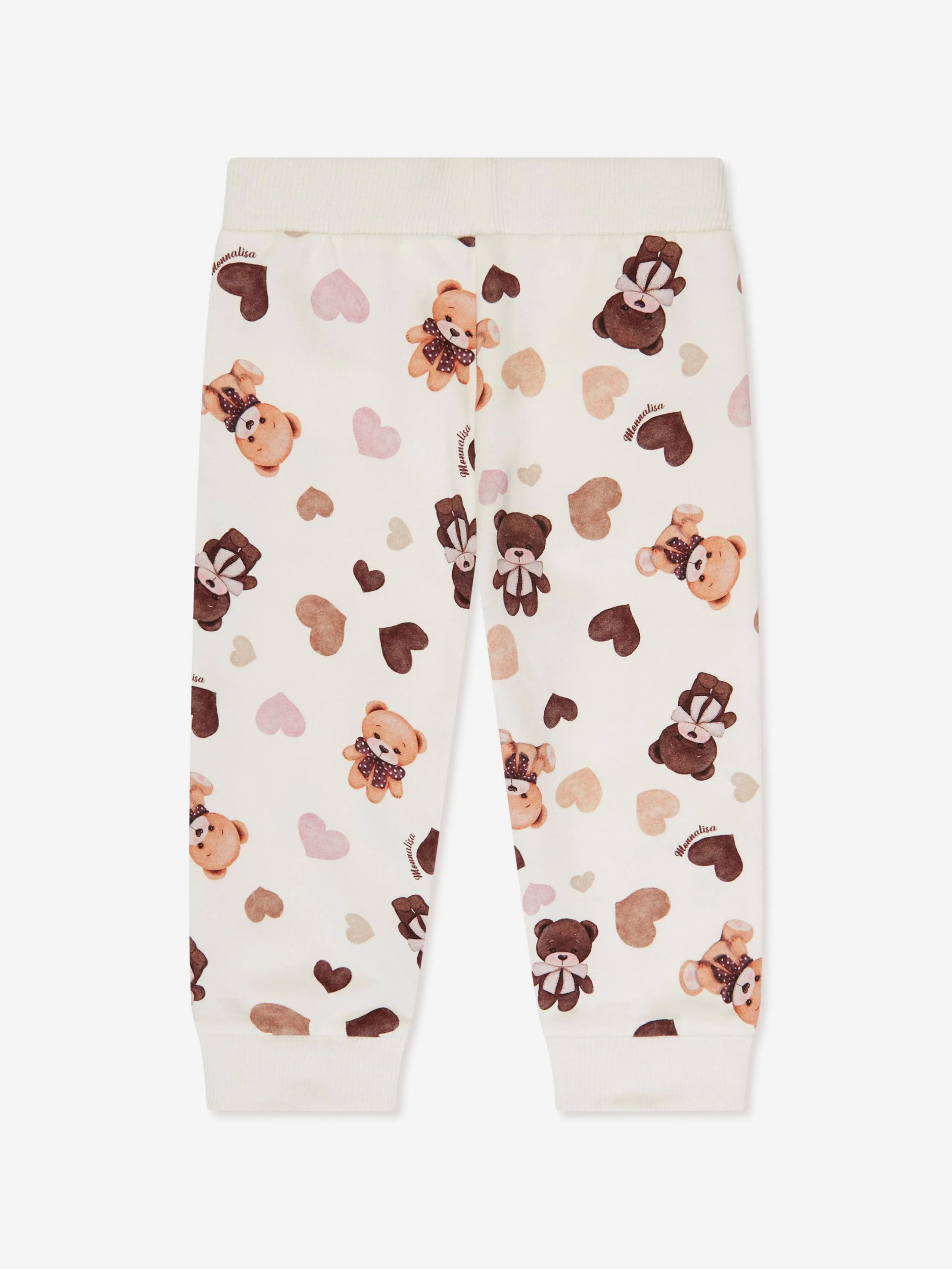 Monnalisa Baby Girls Teddy Bear Joggers in Ivory