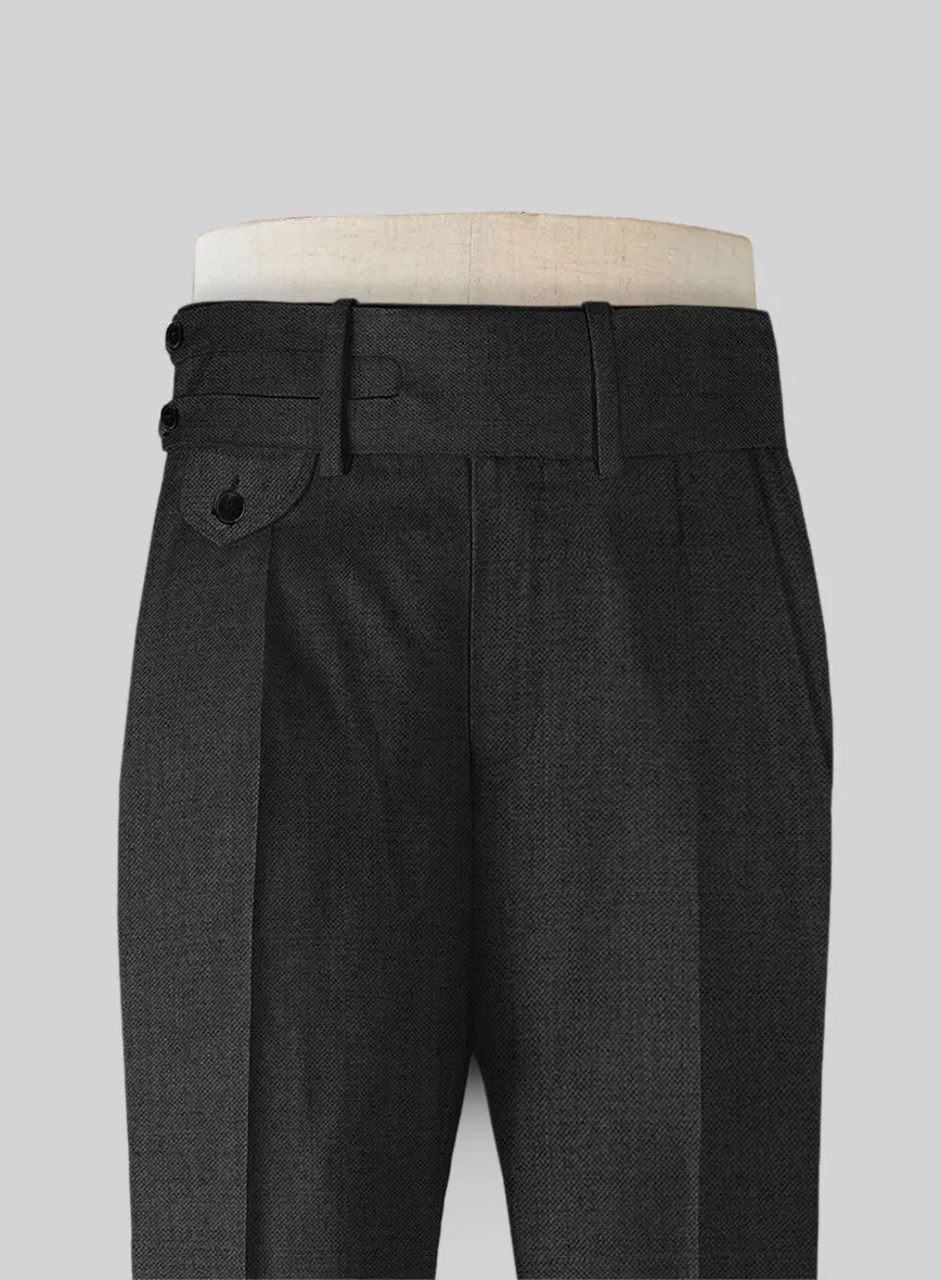 Napolean Sharkskin Charcoal Double Gurkha Wool Trousers