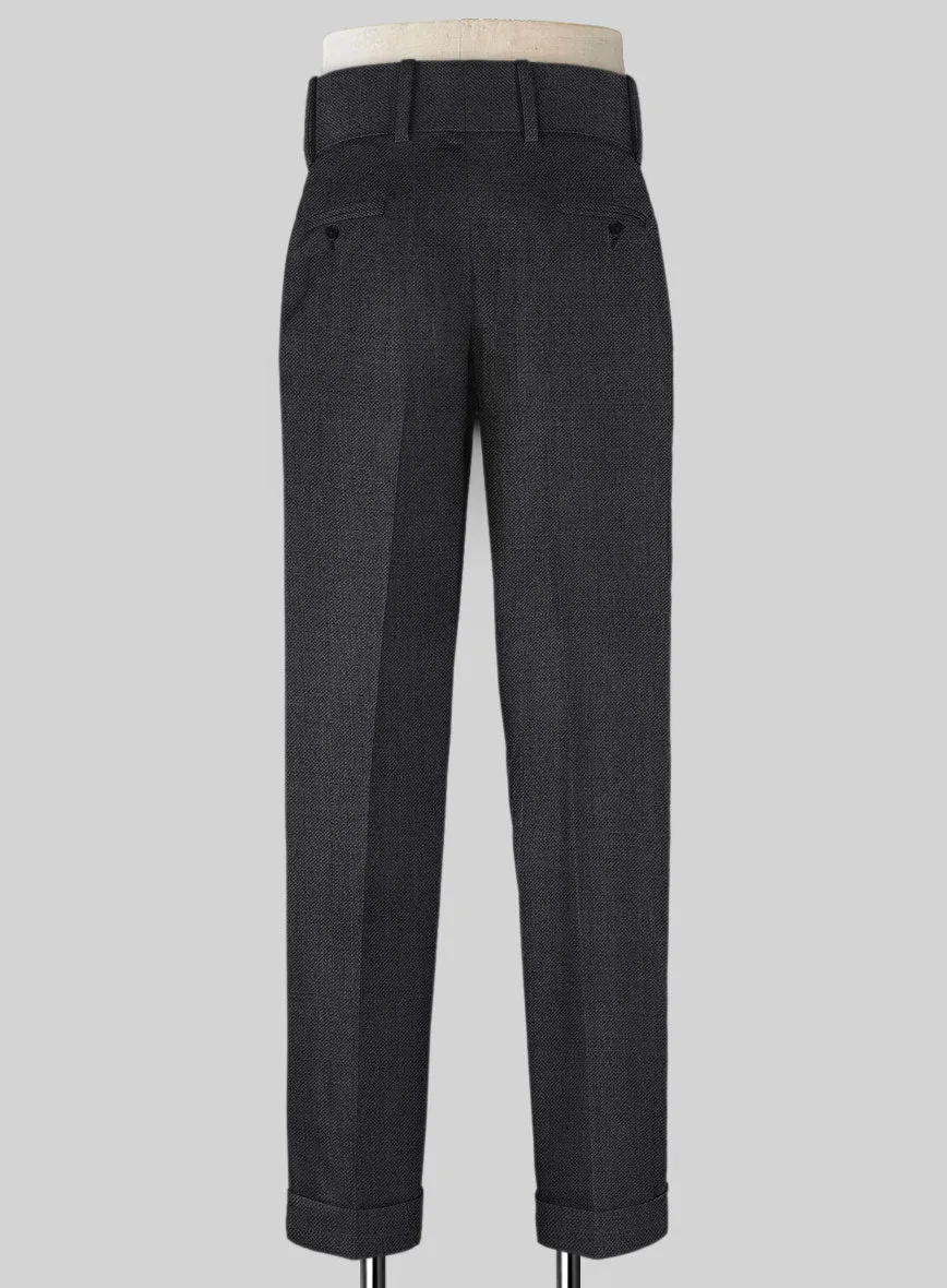 Napolean Sharkskin Charcoal Double Gurkha Wool Trousers