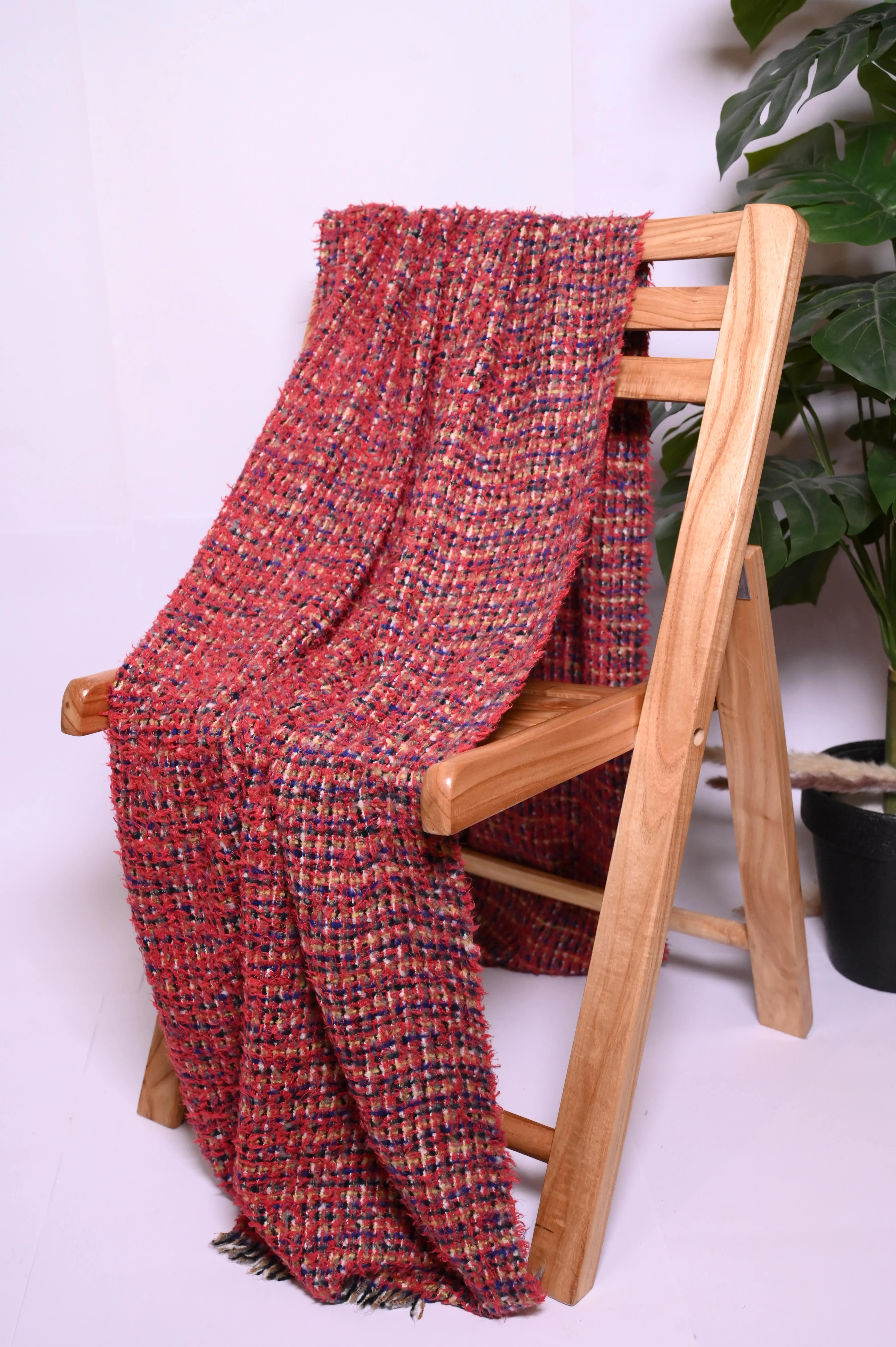 No Brand Red Knitwear Fleece Shawl - Bright and Cozy