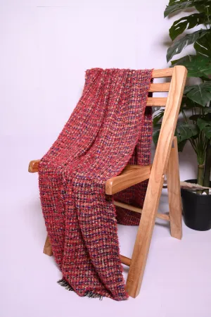 No Brand Red Knitwear Fleece Shawl - Bright and Cozy