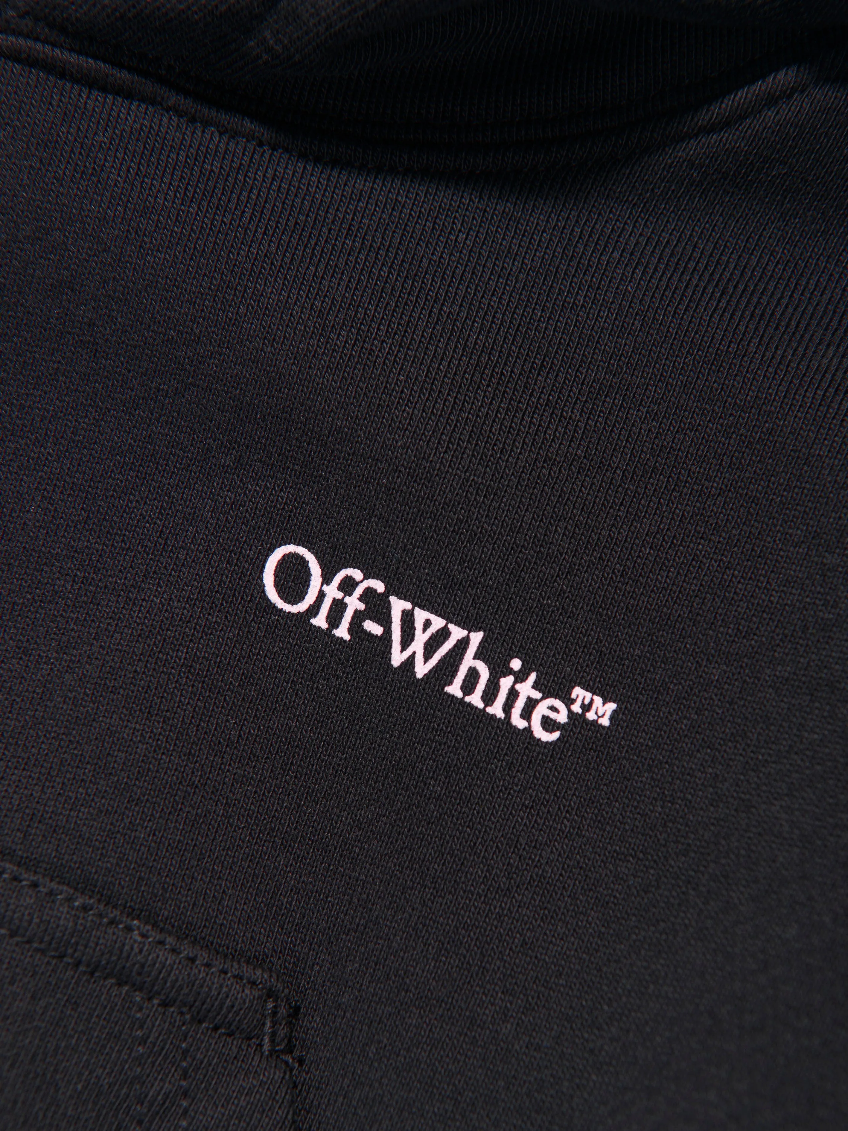 Off-White Girls Bookish Logo Band Cropped Hoodie in Black