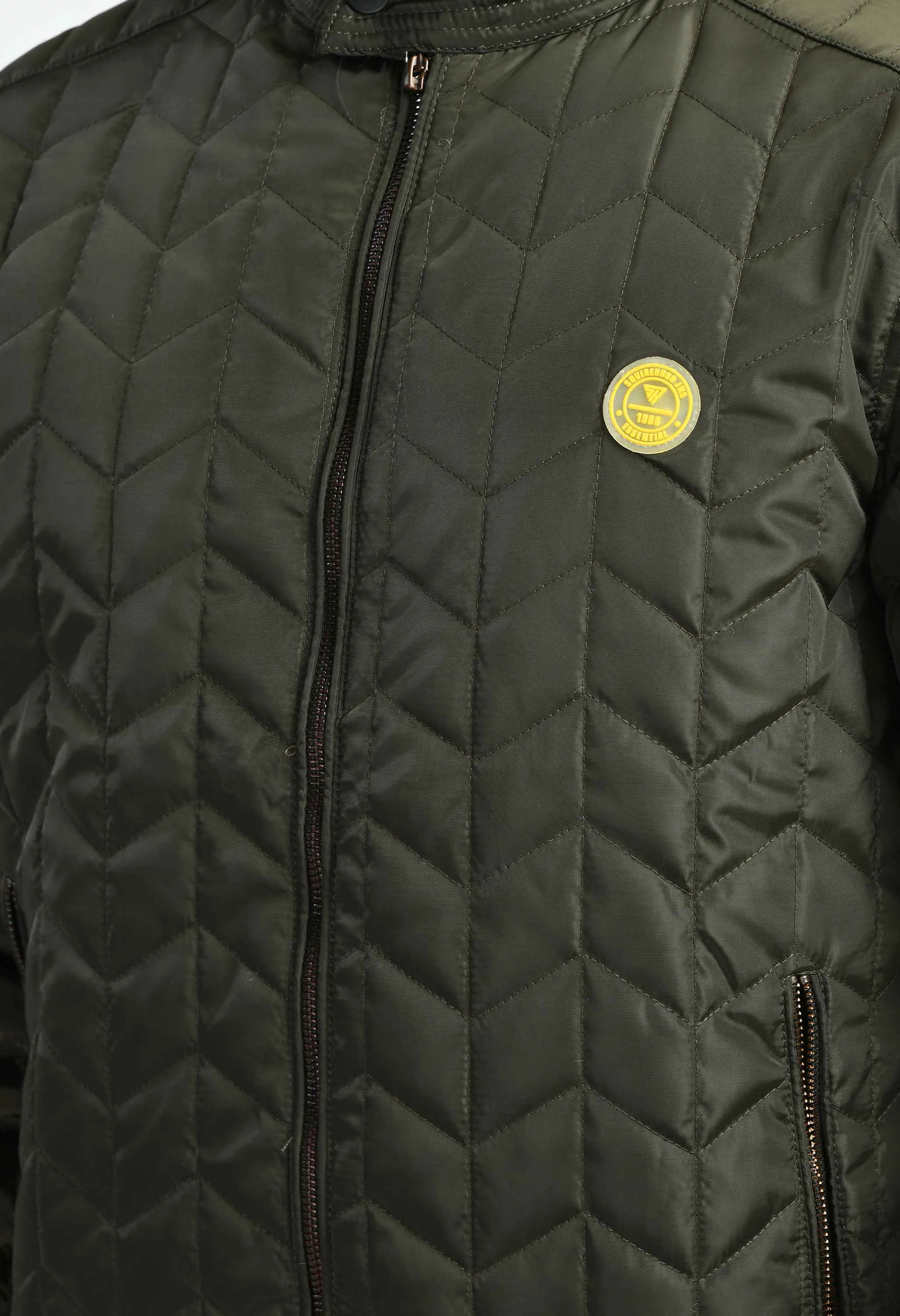 Olive Quilted Bomber Jacket