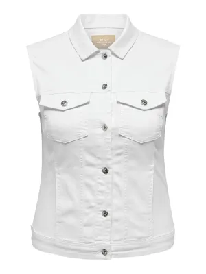 Only Carmakoma Sleeveless Denim Jacket in White