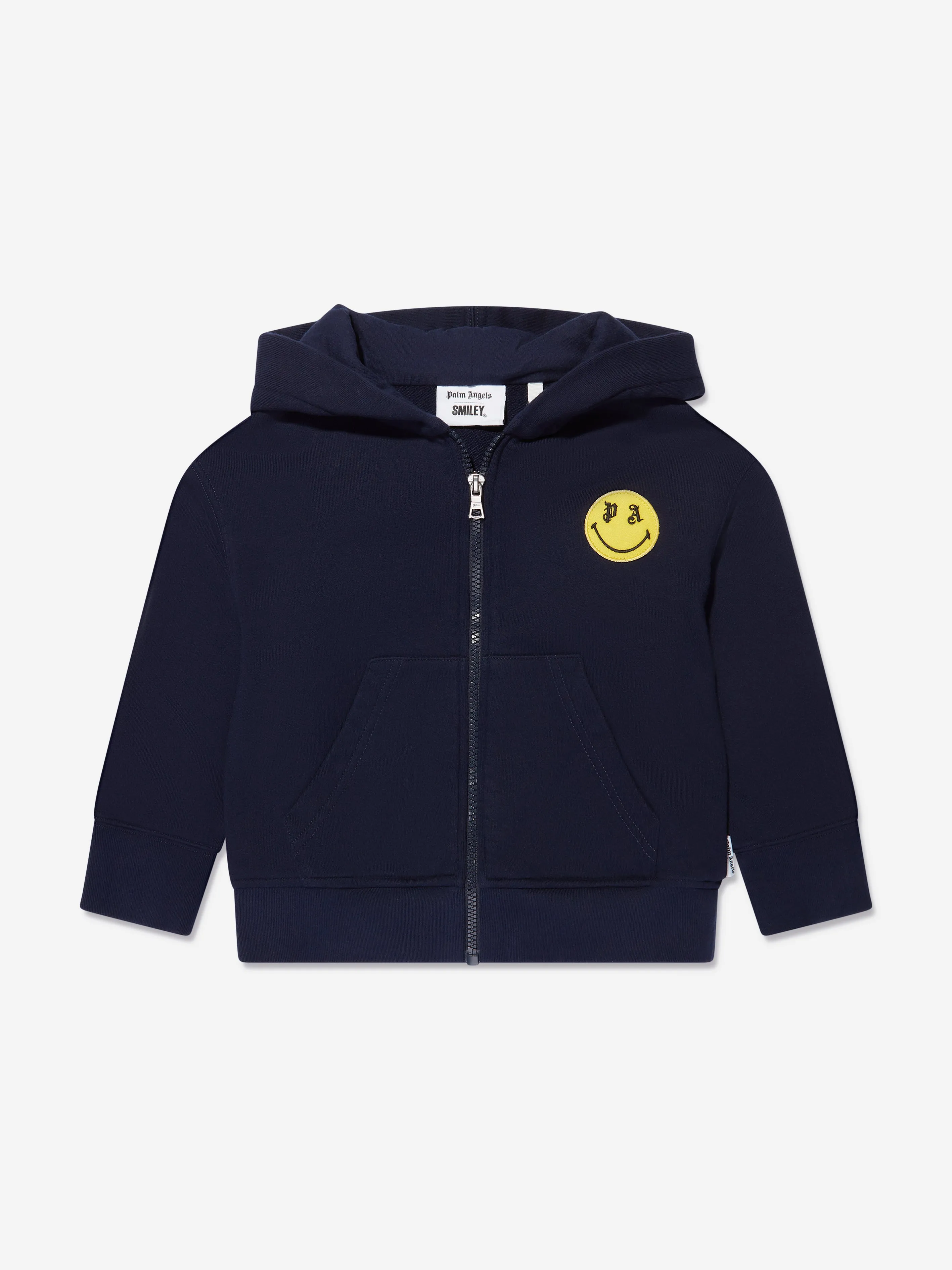 Palm Angels Boys PA Smiley Bear Zip Up Top in Navy