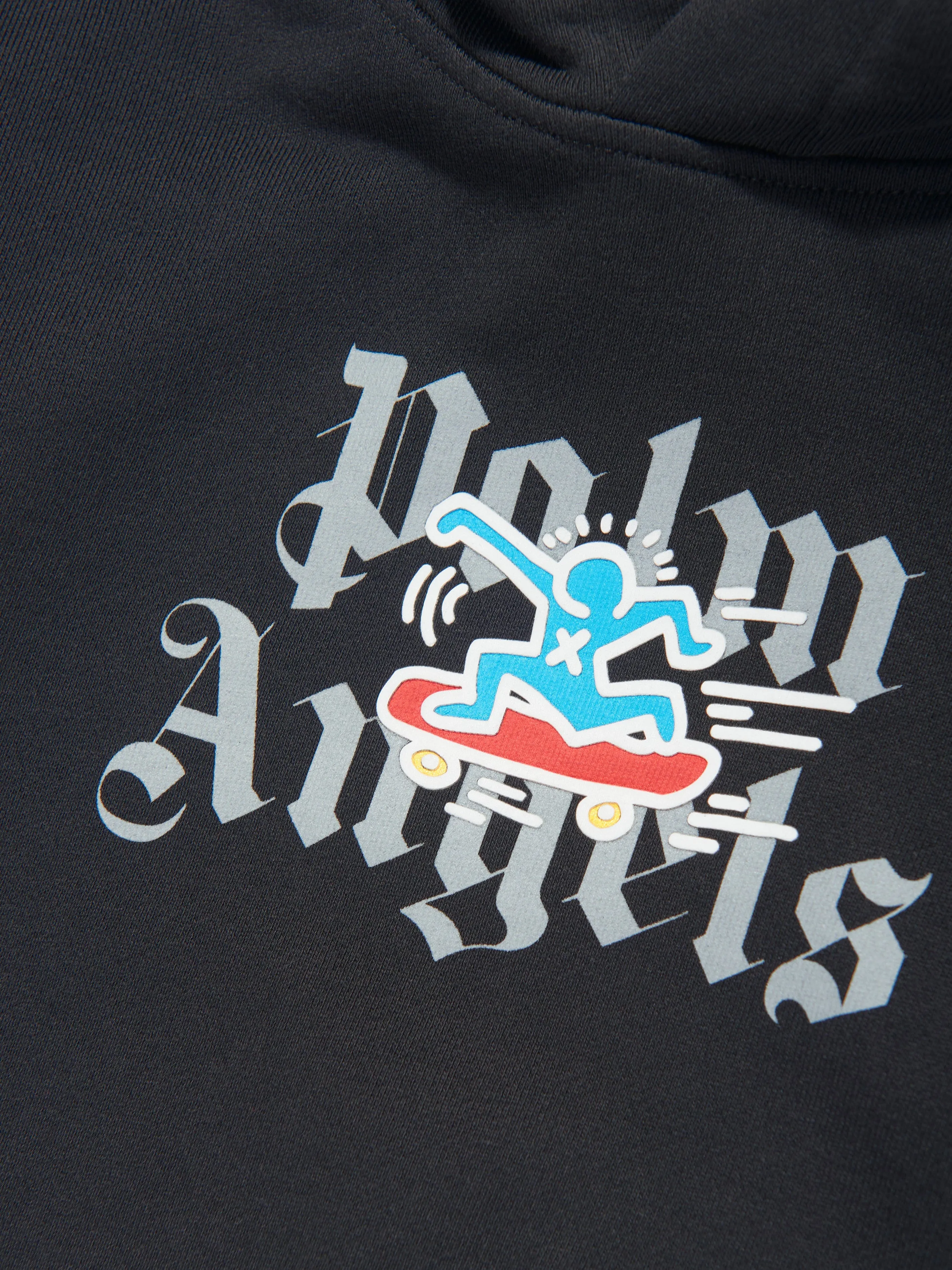 Palm Angels Boys PA X Keith Haring Skateboard Hoodie in Black