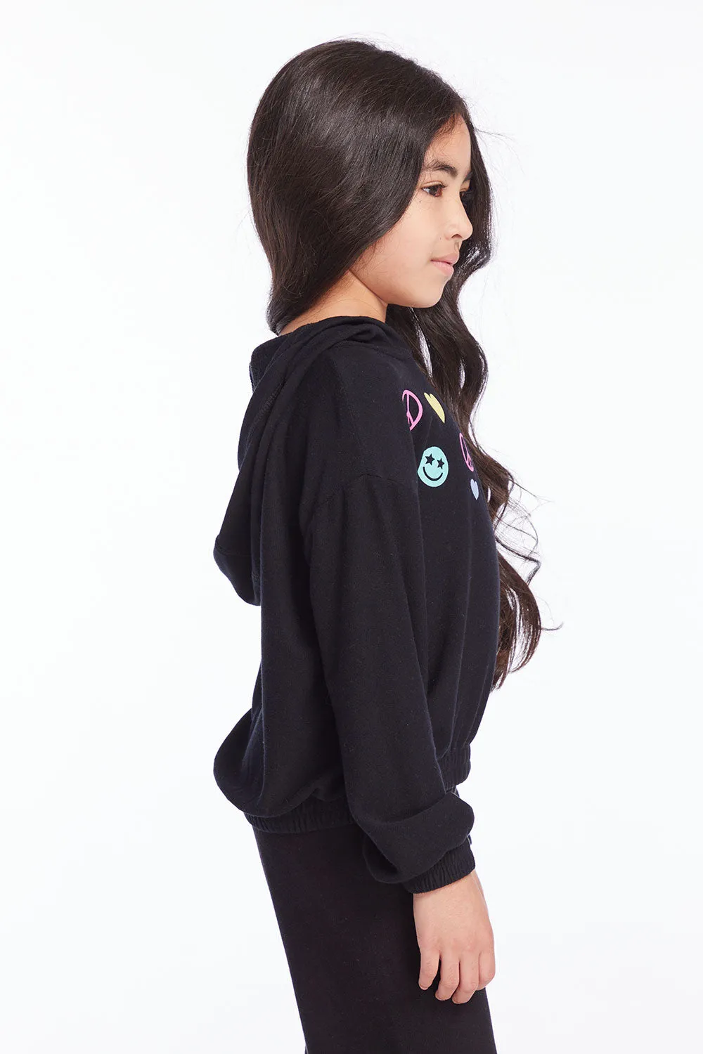 Peace Love Happiness Girls Pullover Hoodie