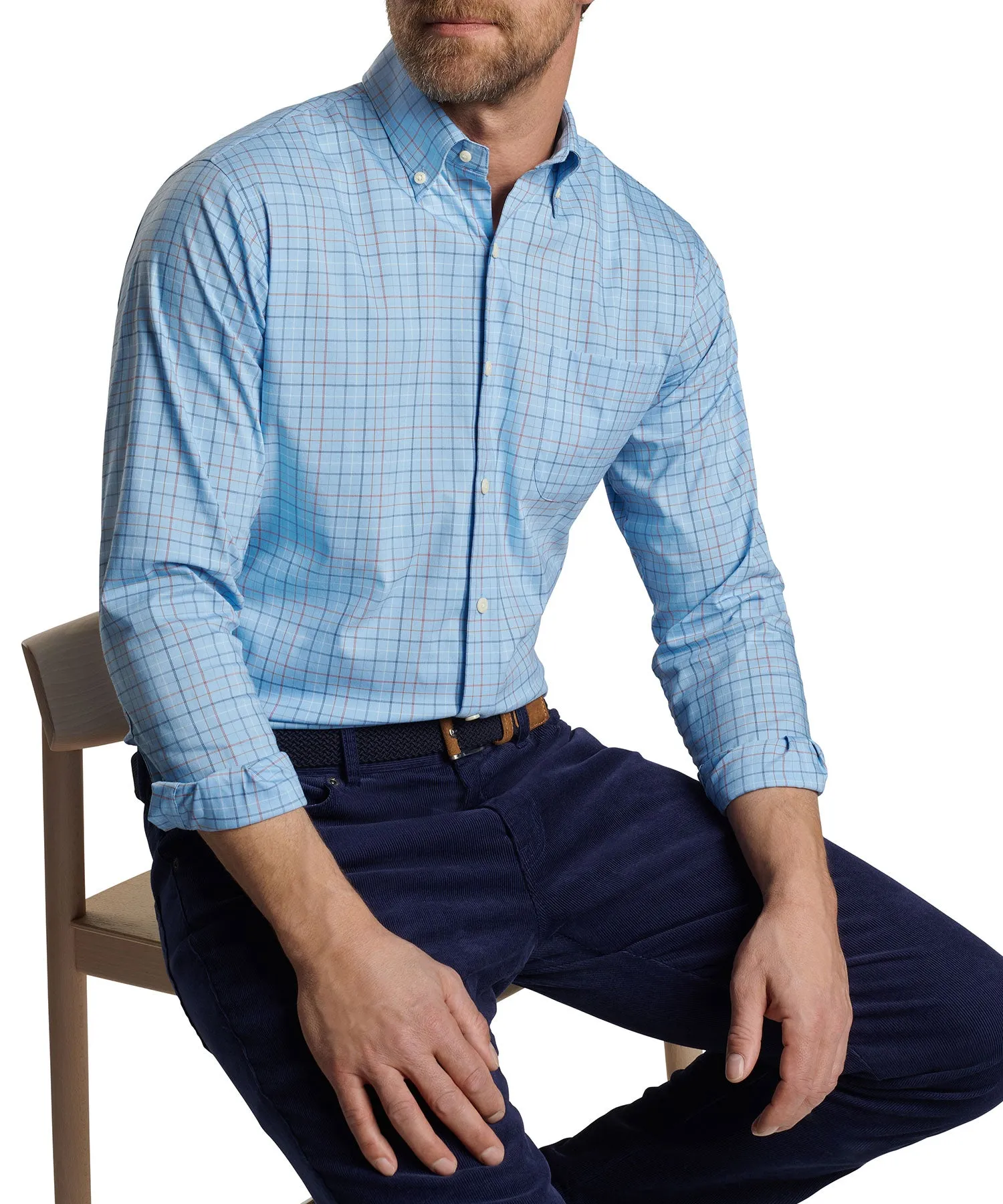 Peter Millar Long Sleeve 'Sydney' Button Down Performance Sport Shirt Sport Shirt