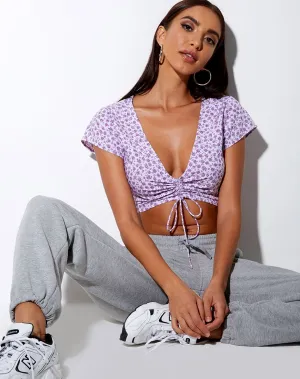 Raeto Top in Ditsy Rose Lilac