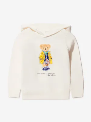 Ralph Lauren Girls Bear Hoodie in Ivory