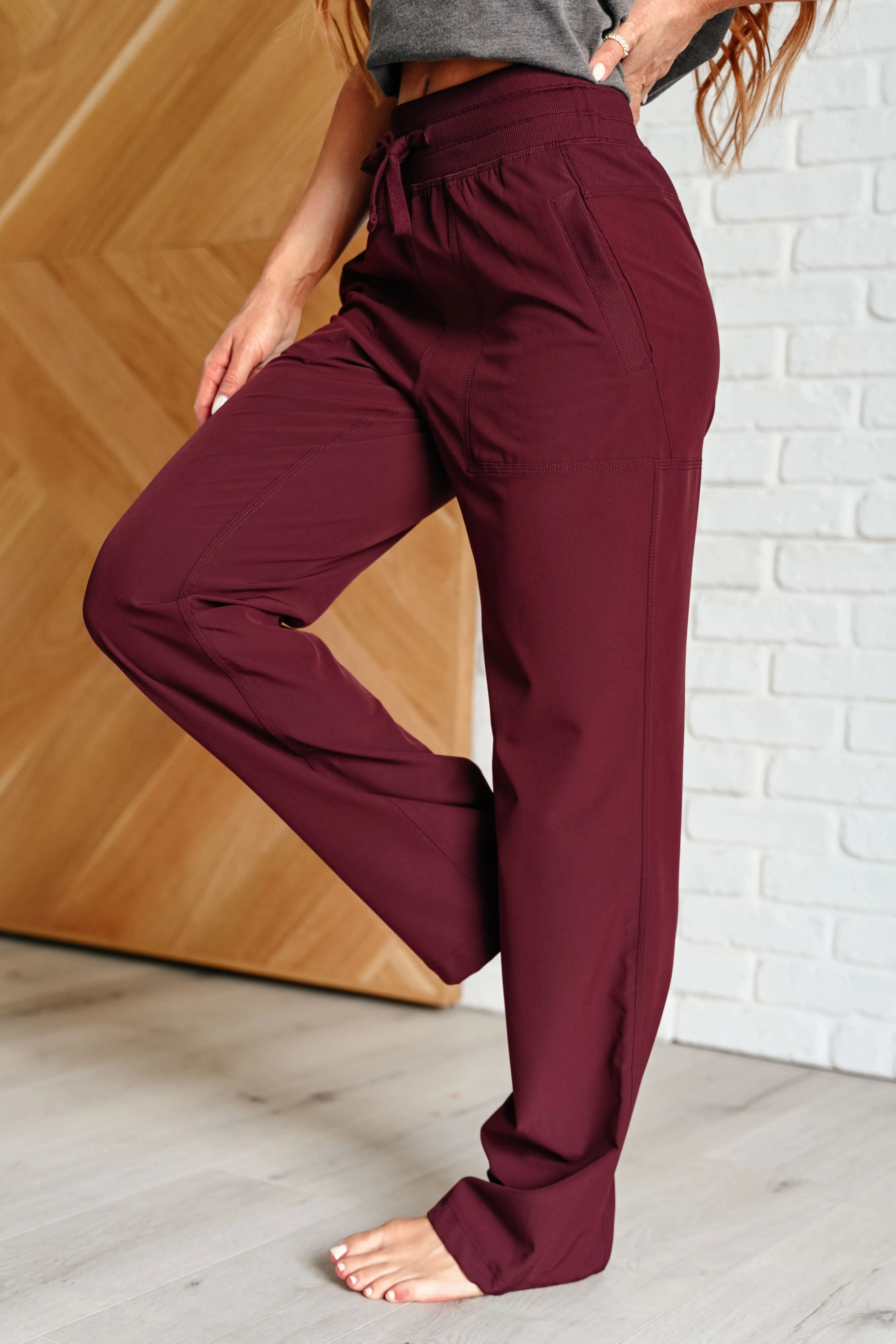 Runner's High Drawstring Joggers in Red Merlot - 10/28