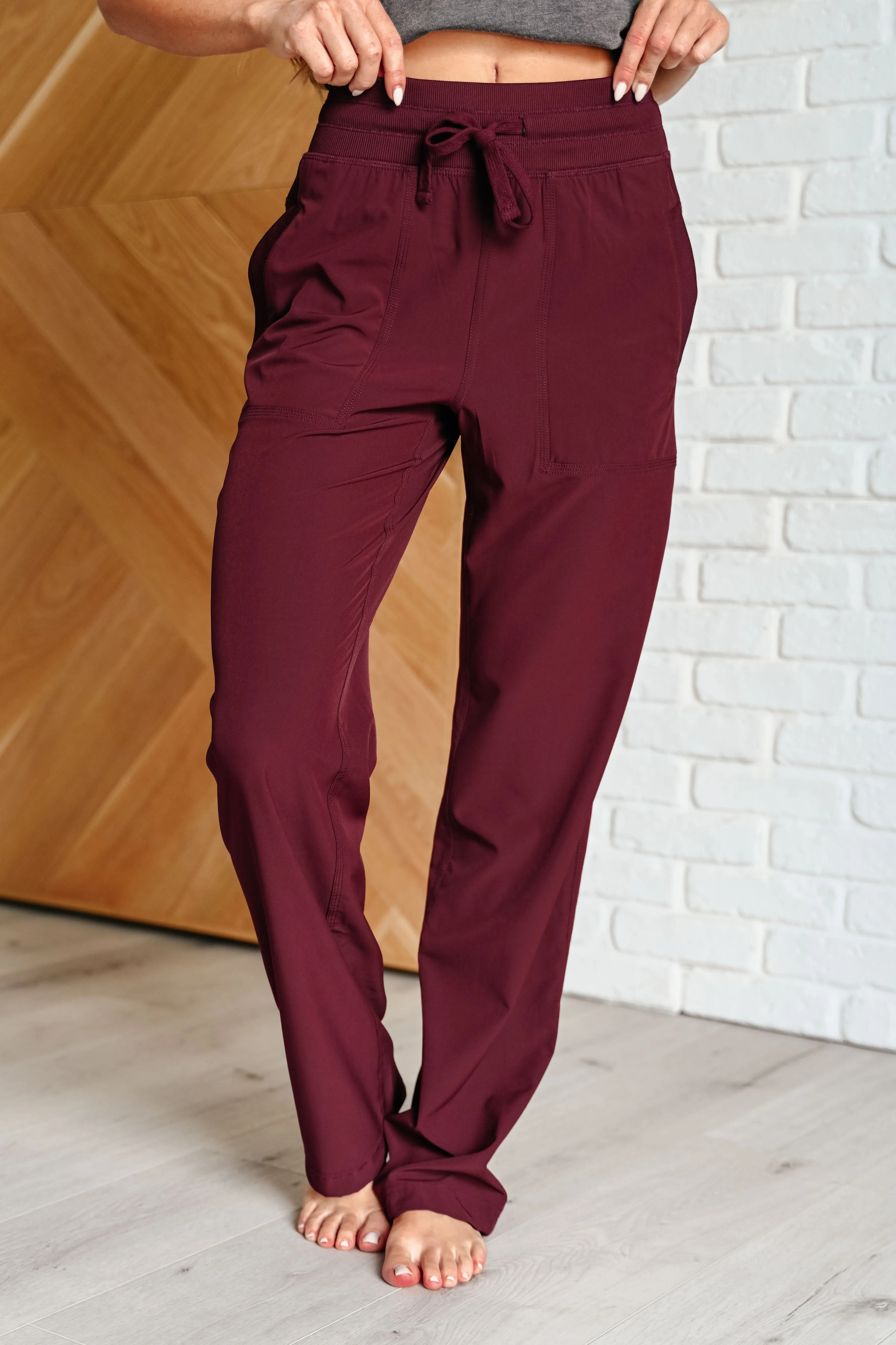 Runner's High Drawstring Joggers in Red Merlot - 10/28