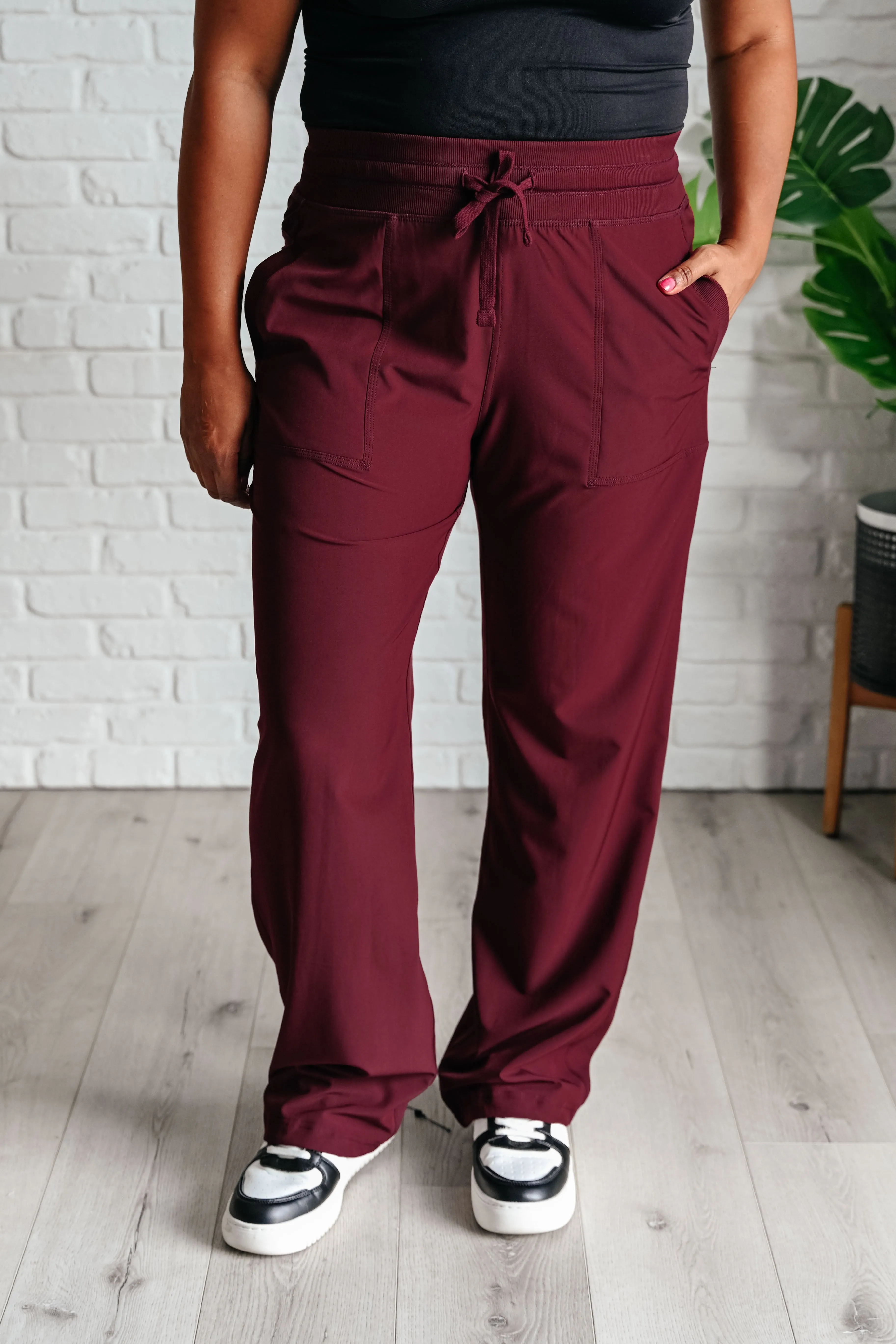 Runner's High Drawstring Joggers in Red Merlot - 10/28