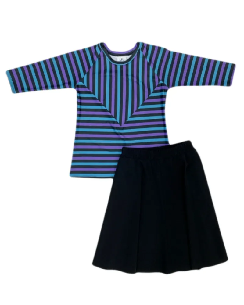 S21-P2-STRIPE Teens Purple Stripe 2 Piece Swim Set