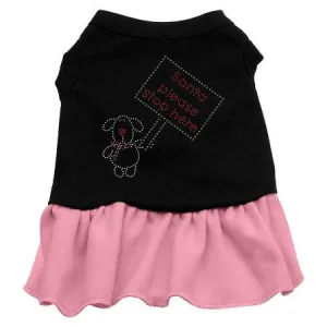 Santa Stop Here Rhinestone Dress Black with Pink Sm (10)