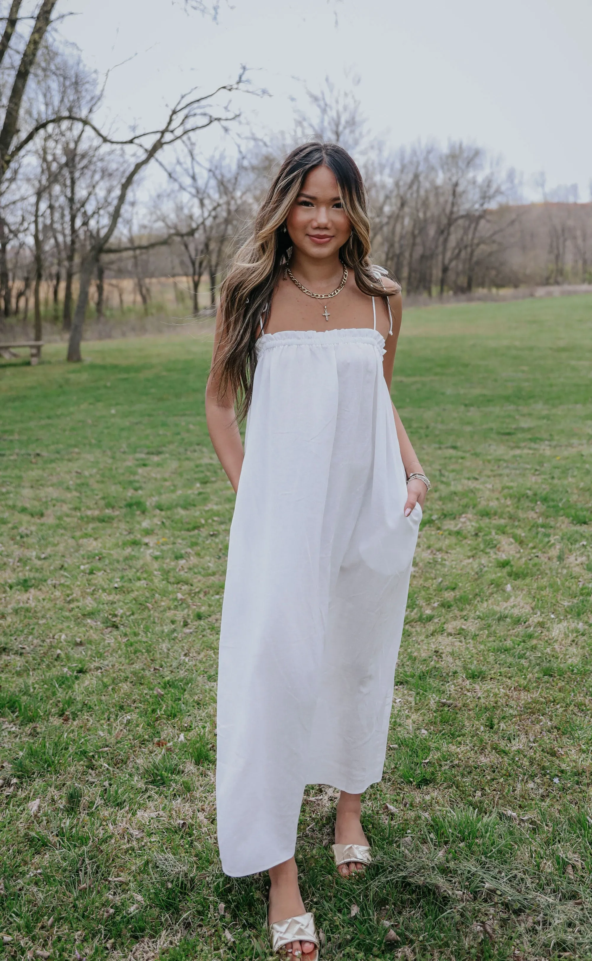 show me your mumu: angel maxi dress - white linen