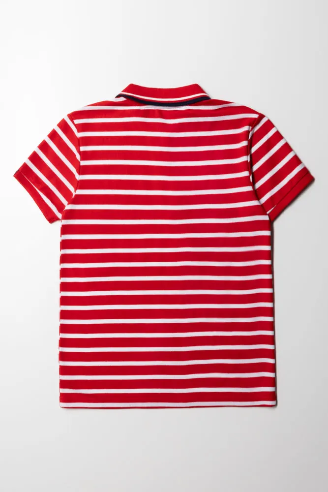 Ss Golfer Stripe Red