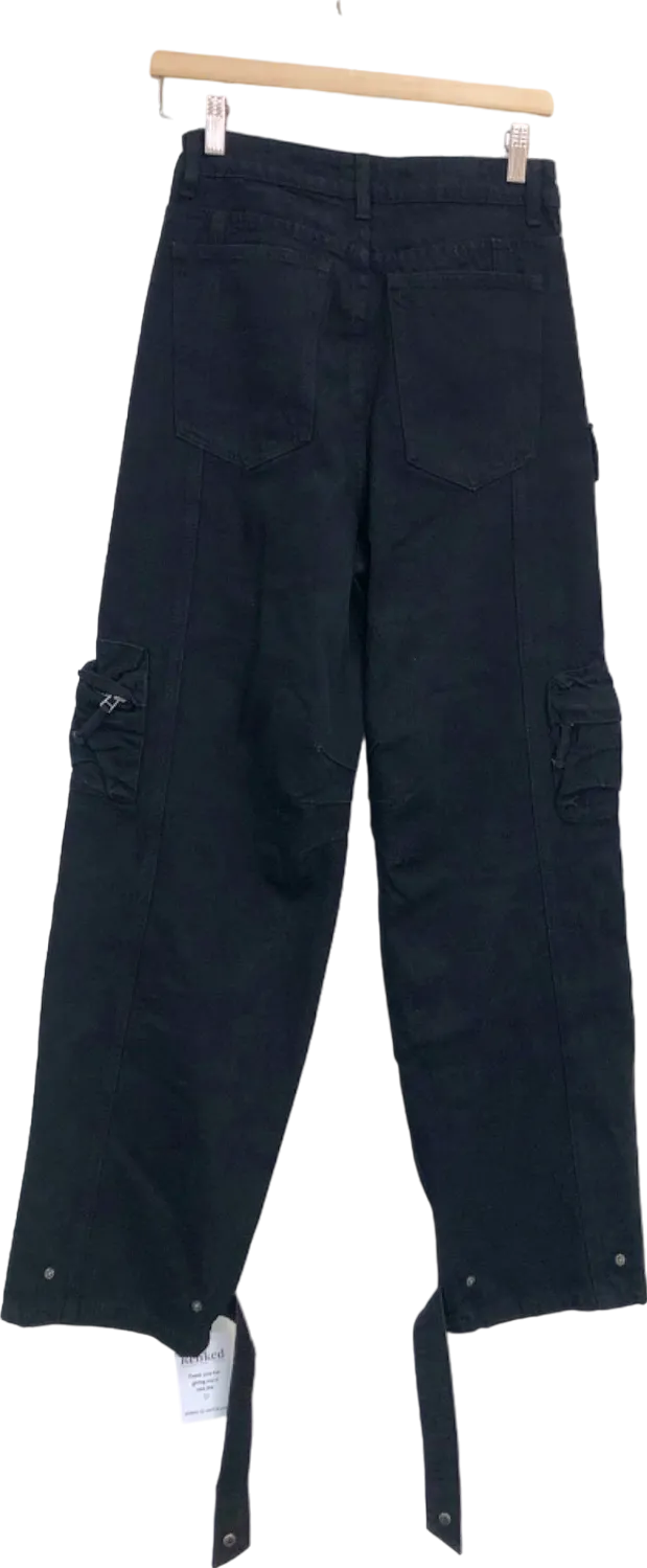 The Kript Black Cargo Trousers UK S