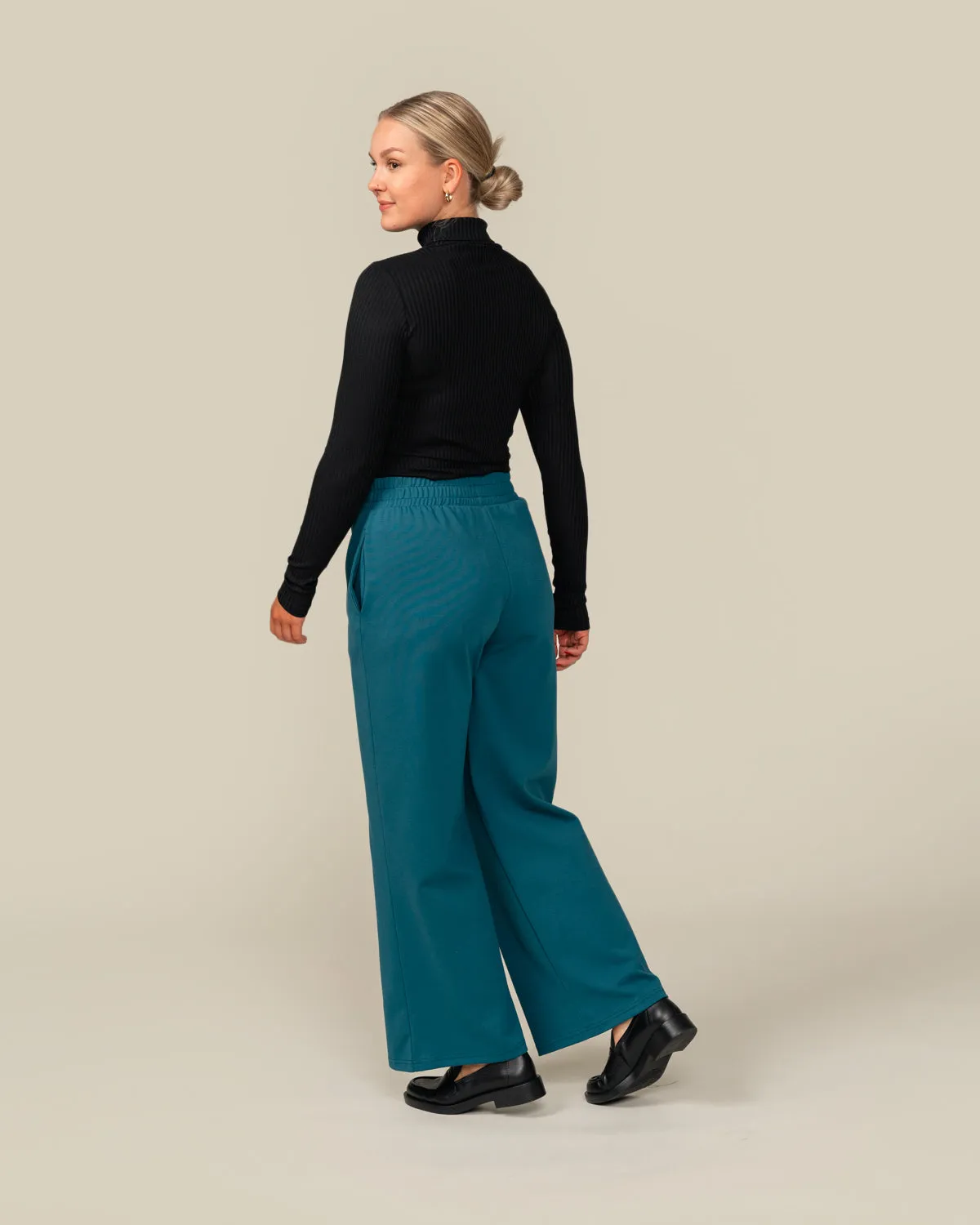 Toive Wide Trousers Petrol Blue