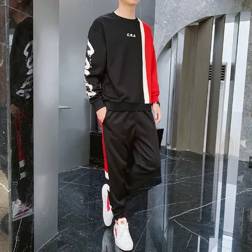 Tracksuit Style Sweatsuit - Black-Red