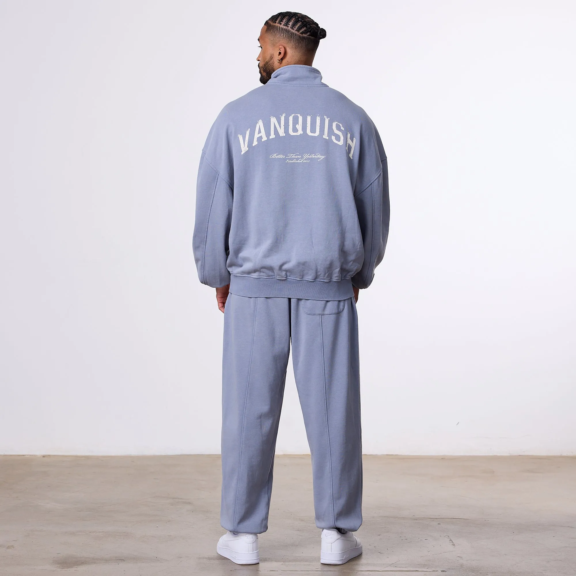 Vanquish Better Than Yesterday Washed Blue Quarter Zip Sweater