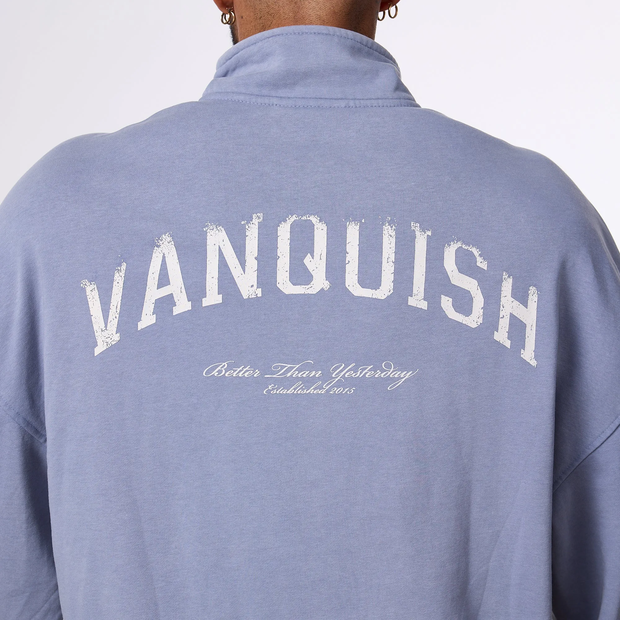 Vanquish Better Than Yesterday Washed Blue Quarter Zip Sweater