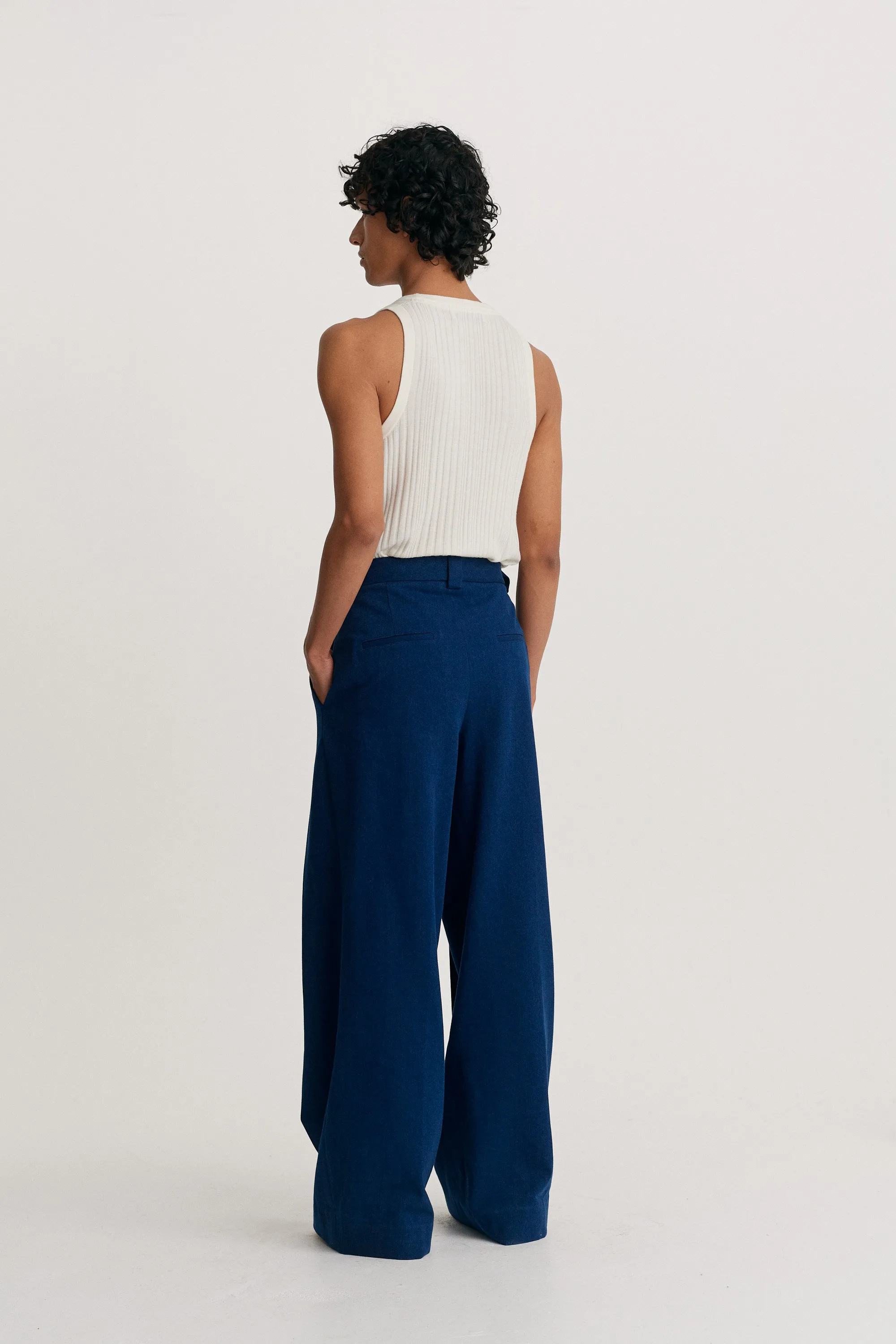 Wide Leg Denim Trouser