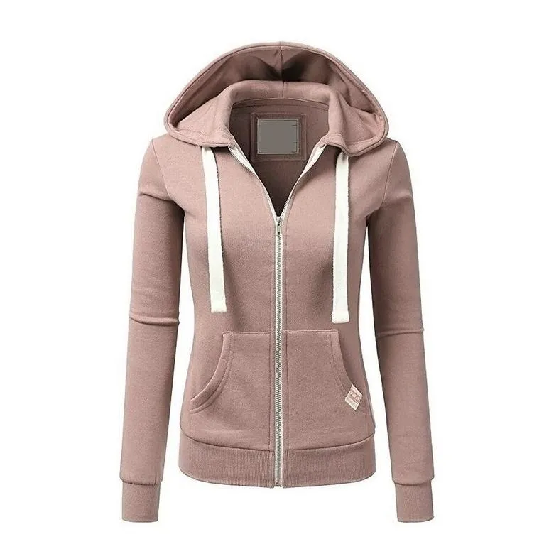 Women sports fashion sweatshirt zip up hoodies with pockets