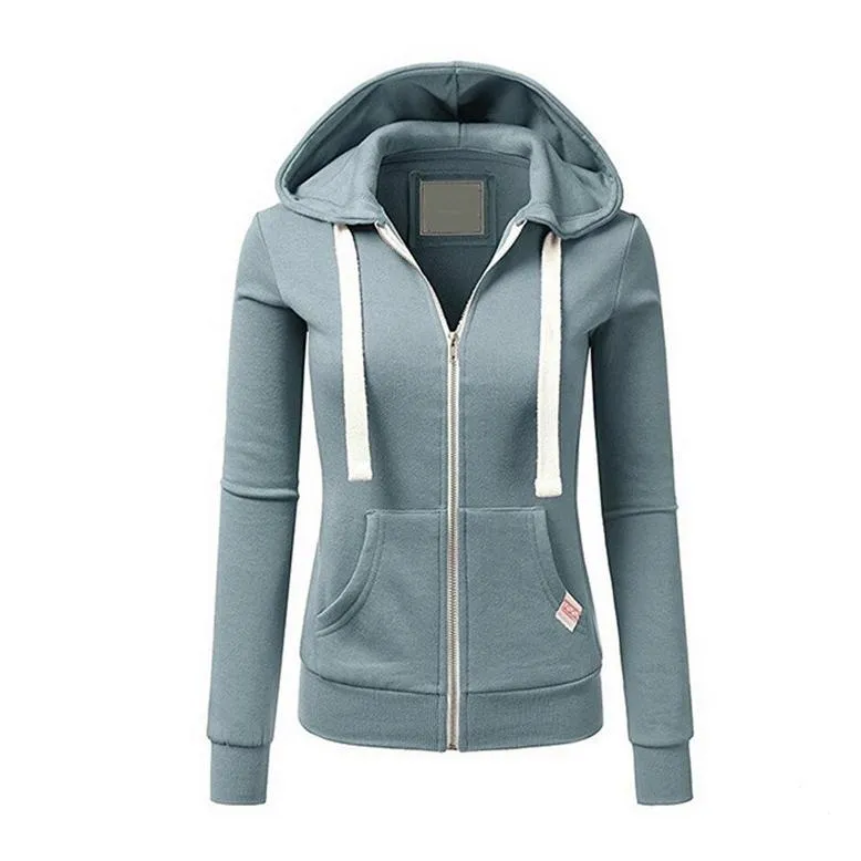 Women sports fashion sweatshirt zip up hoodies with pockets