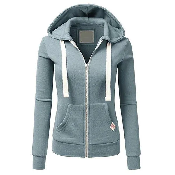 Women sports fashion sweatshirt zip up hoodies with pockets