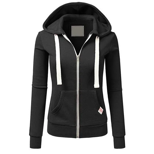 Women sports fashion sweatshirt zip up hoodies with pockets