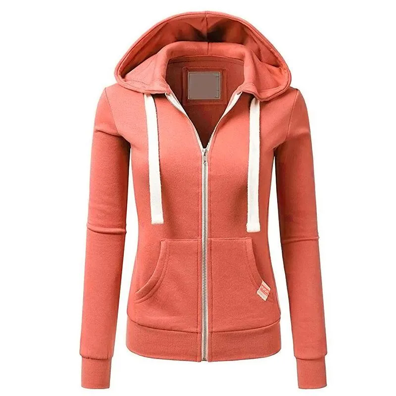 Women sports fashion sweatshirt zip up hoodies with pockets