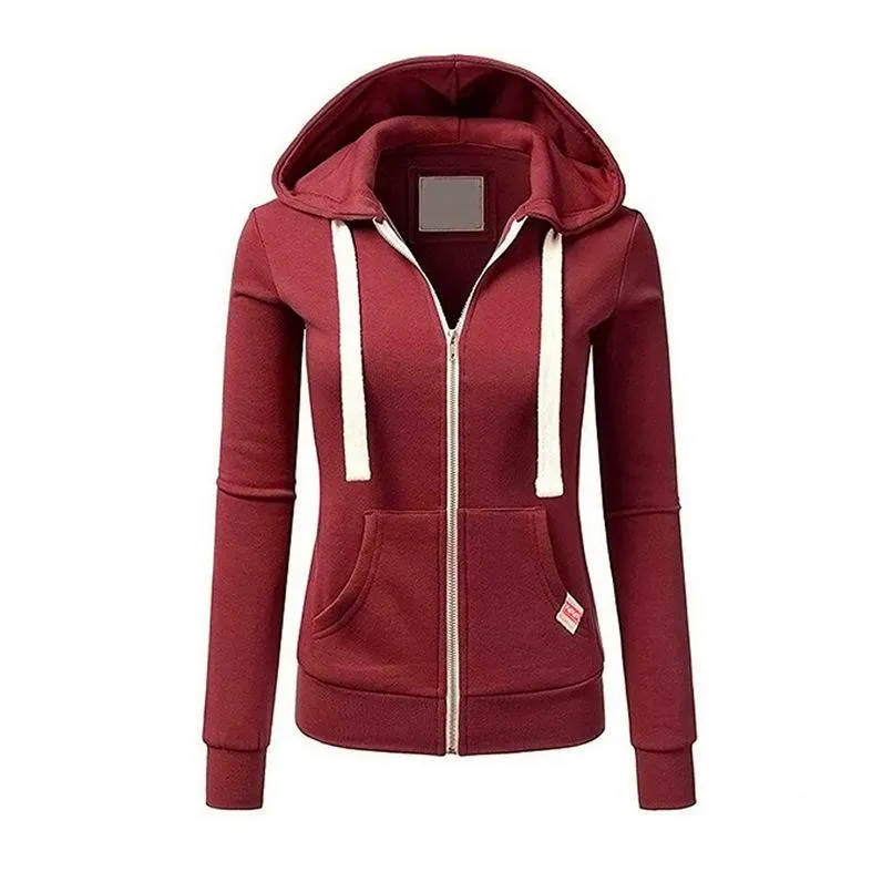 Women sports fashion sweatshirt zip up hoodies with pockets