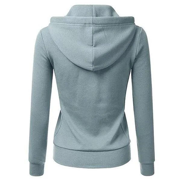 Women sports fashion sweatshirt zip up hoodies with pockets