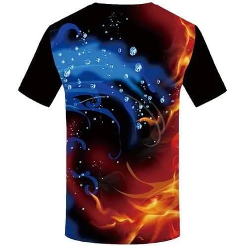 Yinyang T-shirt Men Flame Shirt Print Water Tshirts Cool Harajuku T shirts Funny Space Tshirt Anime Short Sleeve T shirts Unisex